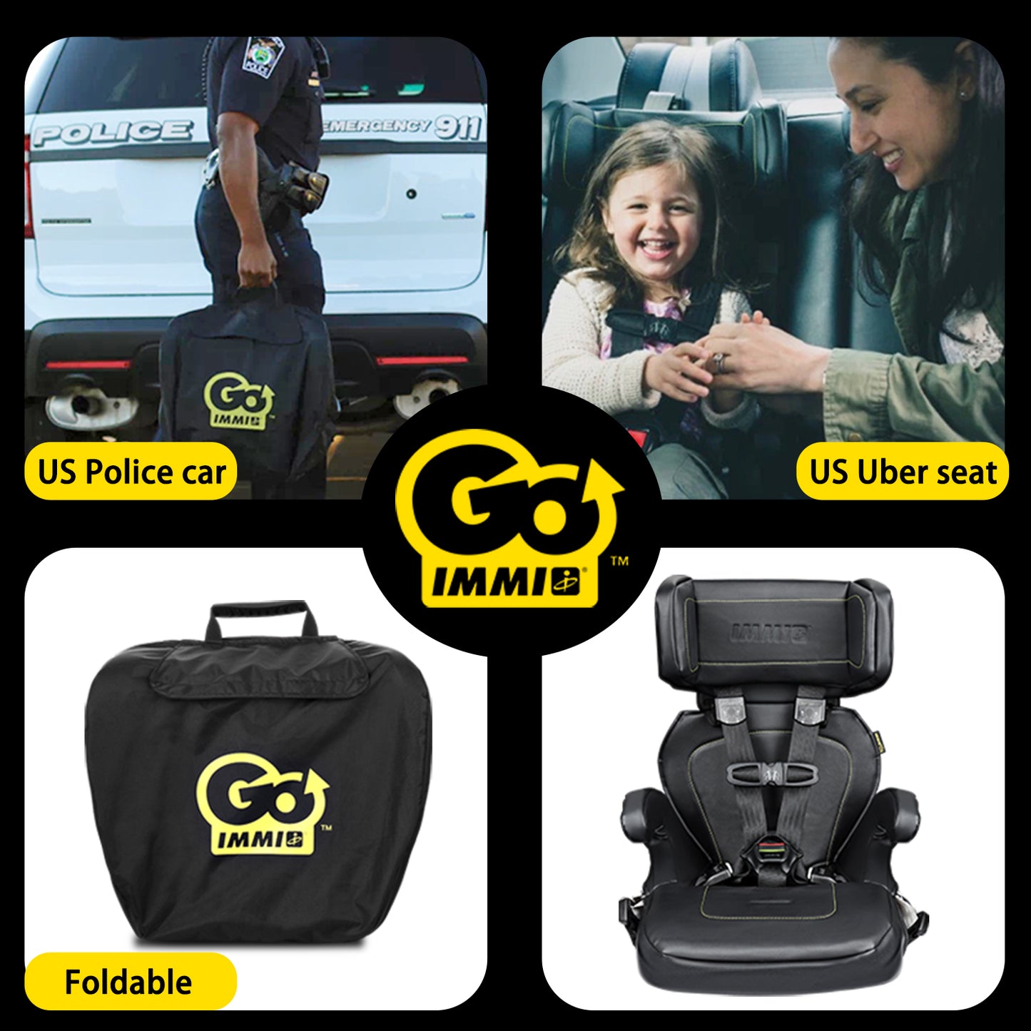 USA IMMI GO (UBER SEAT) PORTABLE CAR SEAT (AGE 9MO-12YO)