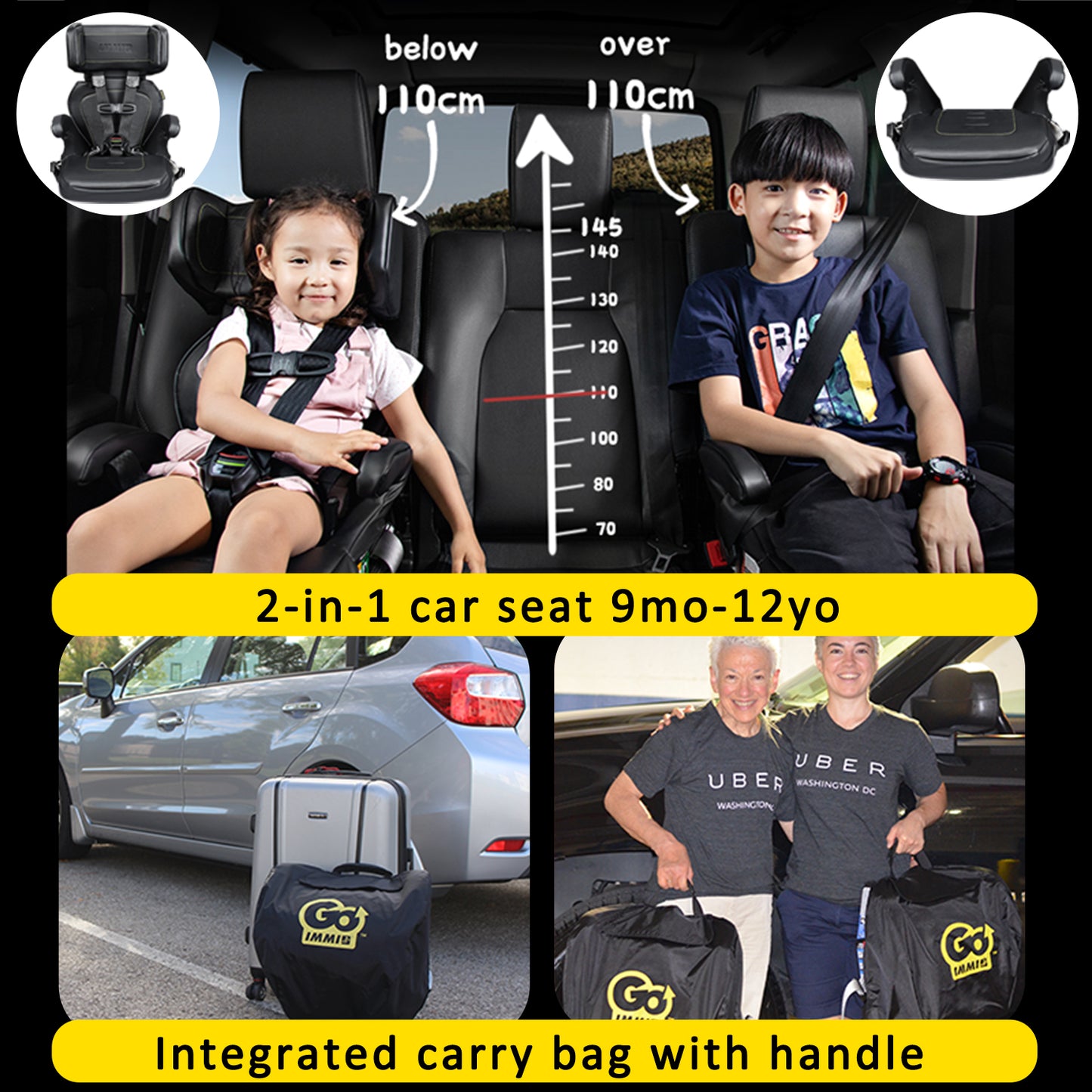 USA IMMI GO (UBER SEAT) PORTABLE CAR SEAT (AGE 9MO-12YO)